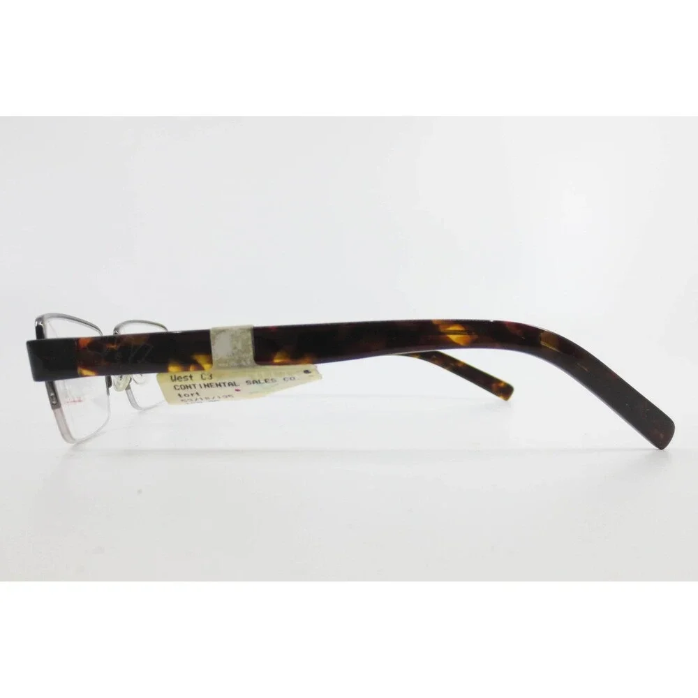 West C3 Continental Sales Co Eyeglasses Tortoise Gunmetal Rectangular 53-18-135